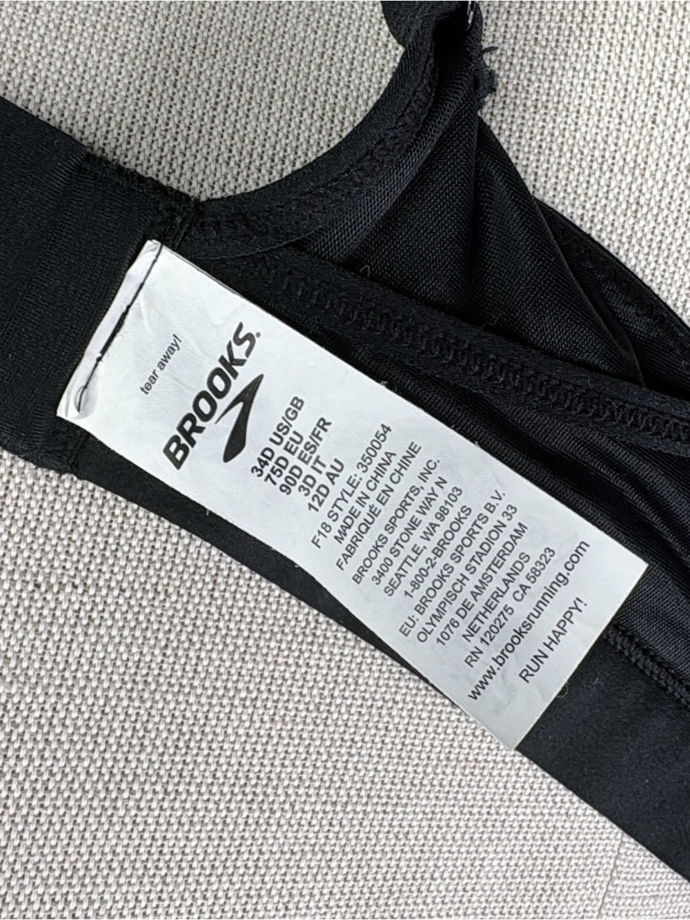 Brooks Running Maia Sports Bra 34D * Gray & Black Underwire Padded Straps Run - Picture 7 of 7